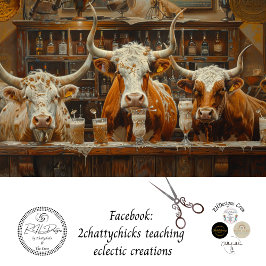 Decoupage Longhorn Cows Pub som dricker Milkshakes