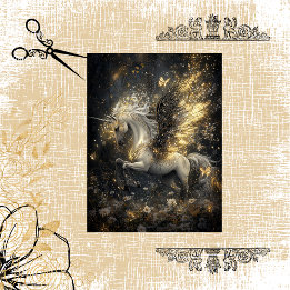 Decoupage Magic Unicorn Golden Gnistra Celestial