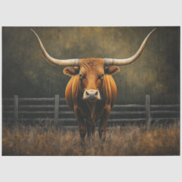 Decoupage Majestic Brown Longhorn Steer i Fält