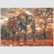 Decoupage Majestic Elephant Beautiful Lighting 