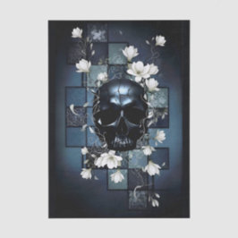 Decoupage Midnight Skull with Magnolia