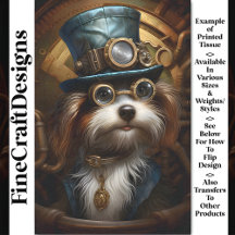 Decoupage Mousseline Steampunk Hund Faux Bläck 033