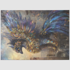 Decoupage Mythical Griffon Bird Lila Blue Guld
