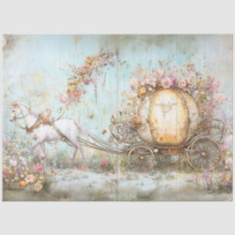 Decoupage Ornate Pastel Carriage Drawn White Horse