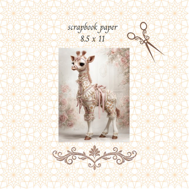 Decoupage Rosa Victorian Giraffe Scrapbook Papper (Skapare uppladdad)