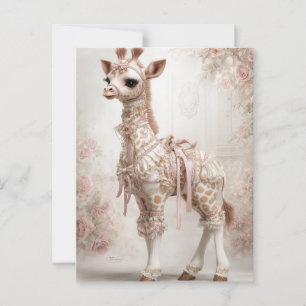 Decoupage Rosa Victorian Giraffe Scrapbook Papper Vykort