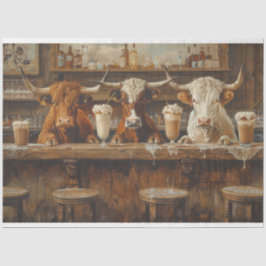 Decoupage Saloon Scene Pub Cows Land