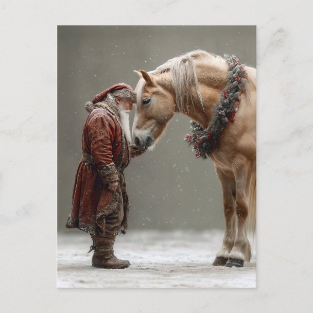 Decoupage Santa and Horse Special Moment Vykort (Framsida)
