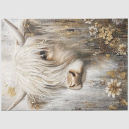 Decoupage Shaggy Highland Cow in Solros Fält