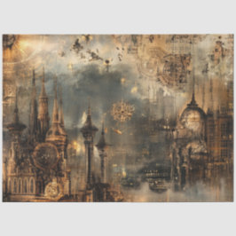 Decoupage Steampunk Cityscape Architectural Design