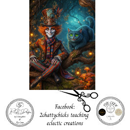 Decoupage Steampunk Forest Trickster Magical Cat