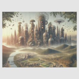 Decoupage Steampunk Garden City Fantasy City