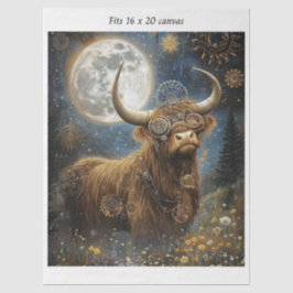 Decoupage Steampunk Highland Celestial Moon Canvas
