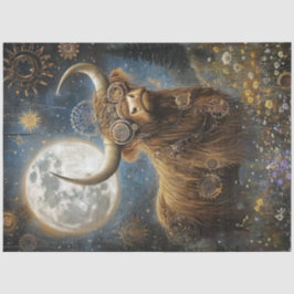 Decoupage Steampunk Highland Cow & Måne