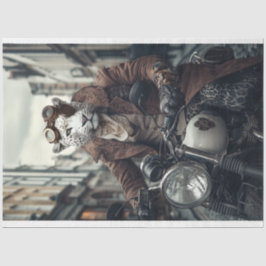 Decoupage Steampunk Leo Leopard Motorcycle Rider