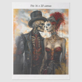Decoupage Steampunk Skeleton Couple 16x20 Canvas