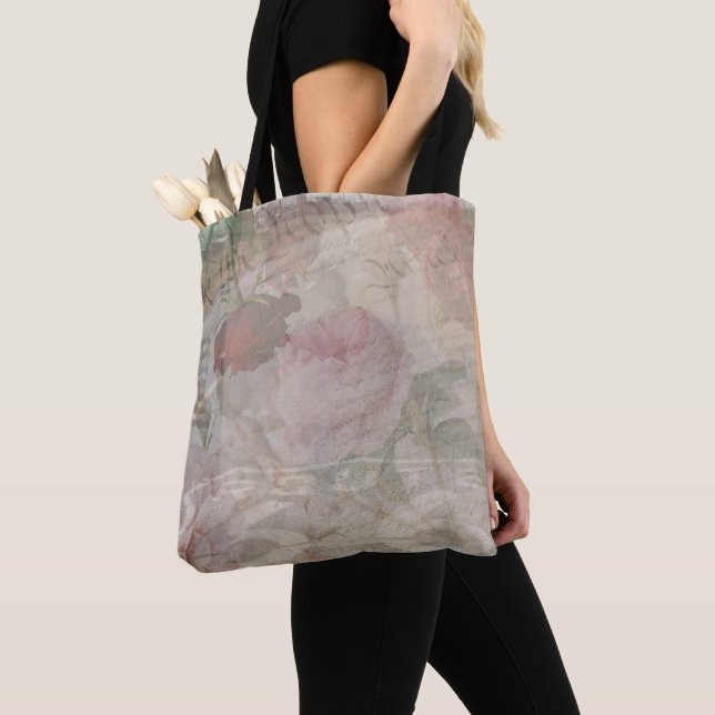 Decoupage USA Blommigt Collage Tygkasse (Närbild)
