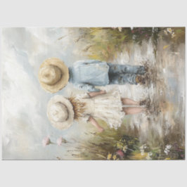 Decoupage Whimsical Boy Girl Walking Lera Road