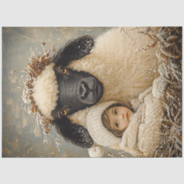 Decoupage Whimsical Child Sitta med Sheep