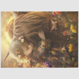Decoupage Whimsical Child with Highland Cow
