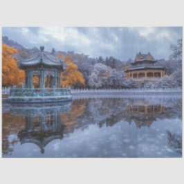 Decoupage Whimsical Chinese Garden Pavilion Temple