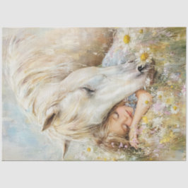 Decoupage Whimsical Horse & Little Girl Fiowers