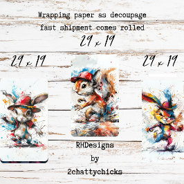 Decoupage Whimsical Stänk målade kaninekorren