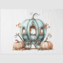 Decoupage Whimsical Teal Pumpkin Carriage