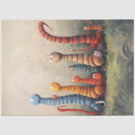 Decoupage Whimsical Tecknad Bookworms Caterpelars