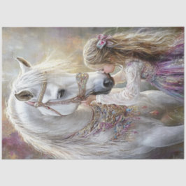 Decoupage Whimsical White Horse Lil Girl Lila
