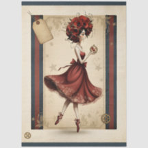 Decoupage Whimsical Woman, Vintage