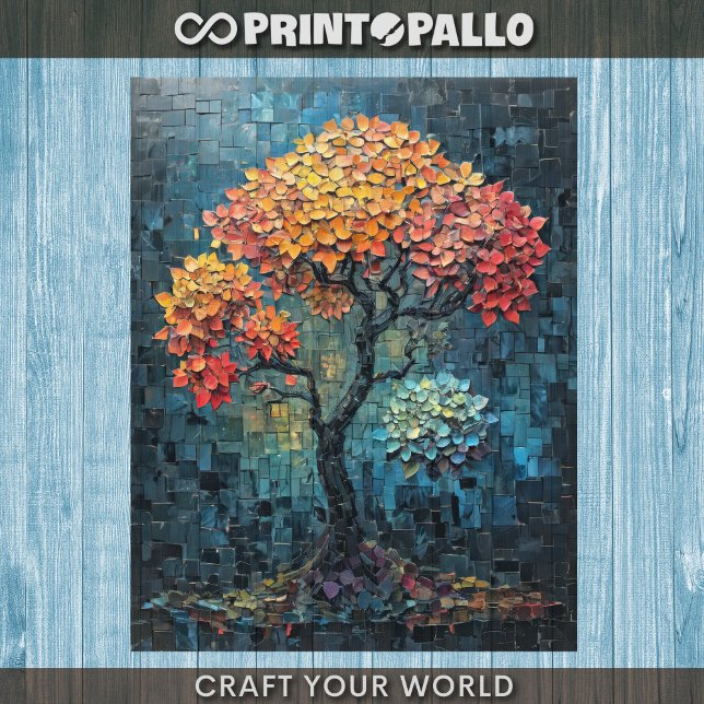 Decoupage - Whismiskt keramiskt plattor träd (Skapare uppladdad)