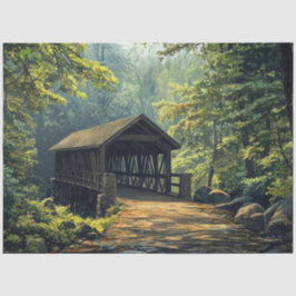 Decoupage Wooden Covered Bridge