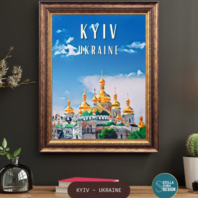 Découvrez la Baby de Kiev Poster (Kiev : Où l'histoire millénaire fusionne avec la vitalité urbaine. De l'ancienne beauté de ses églis)