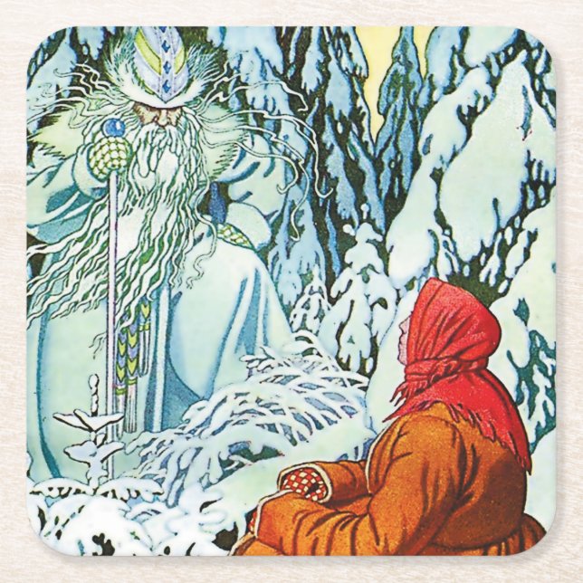 "Ded Moroz" eller "Far Frost" av Ivan Bilibin Underlägg Papper Kvadrat (Framsidan)