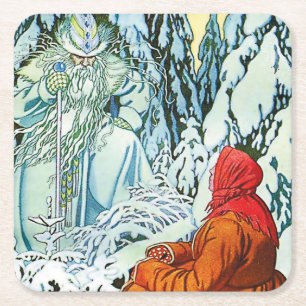 “Ded Moroz” eller “Father Frost” av Ivan Bilibin Underlägg Papper Kvadrat