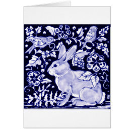 Dedham Blue Rabbit, Classic Blue & White Design Hälsningskort