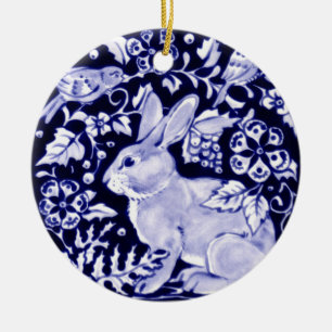 Dedham Blue Rabbit, Classic Blue & White Design Julgransprydnad Keramik