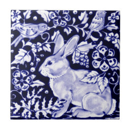 Dedham Blue Rabbit, Classic Blue & White Design Kakelplatta