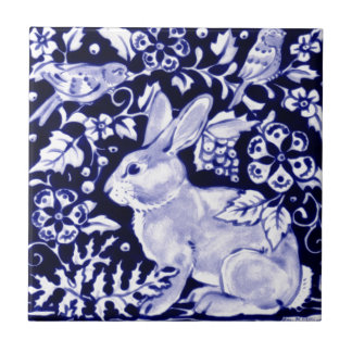 Dedham Blue Rabbit, Classic Blue & White Design Kakelplatta