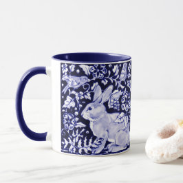 Dedham Blue Rabbit, Classic Blue & White Design Mugg