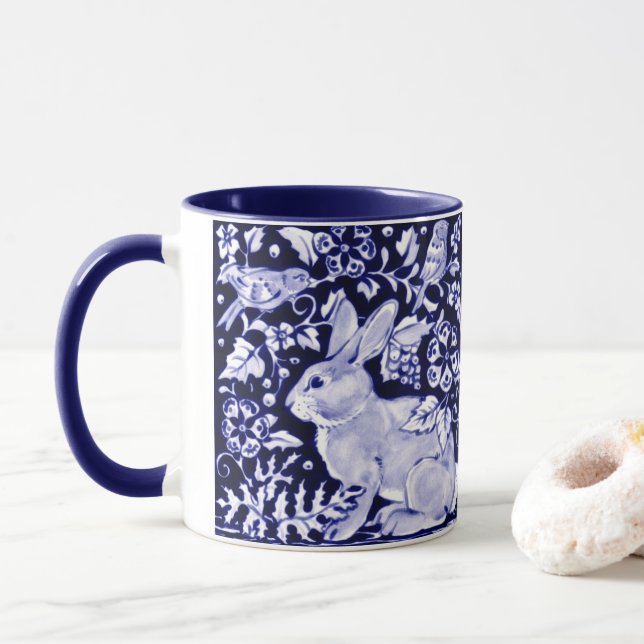 Dedham Blue Rabbit, Classic Blue & White Design Mugg (Med munk)