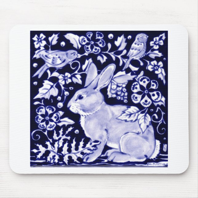 Dedham Blue Rabbit, Classic Blue & White Design Musmatta (Framsidan)