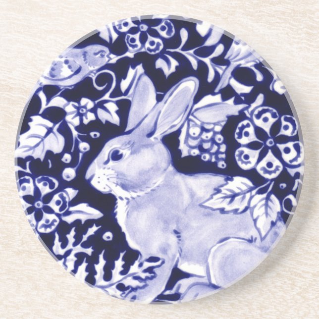 Dedham Blue Rabbit, Classic Blue & White Design Underlägg (Framsidan)