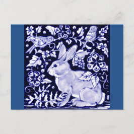 Dedham Blue Rabbit, Classic Blue & White Design Vykort