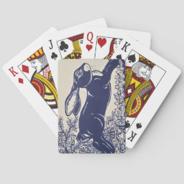 Dedham Blue Rabbit, Vintage Blue & White Design Casinokort