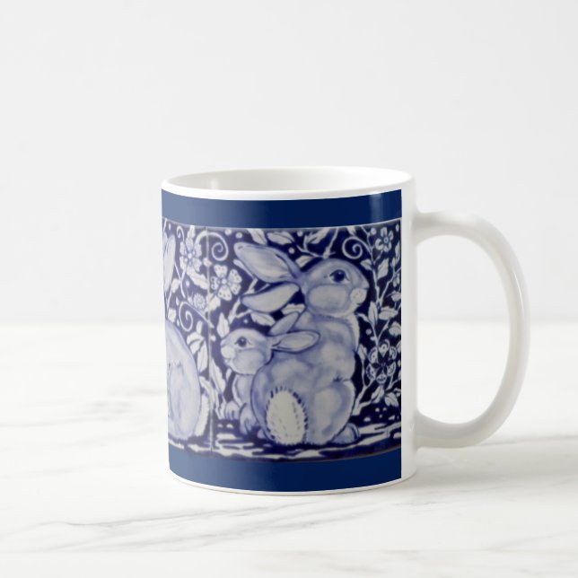Dedham Blue & White Rabbit Ceramic Tile Coffee Mug Kaffemugg (Höger)