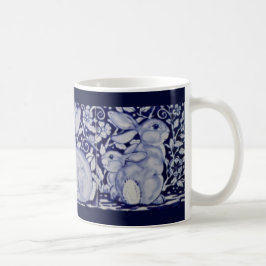 Dedham Blue & White Rabbit Ceramic Tile Coffee Mug Kaffemugg