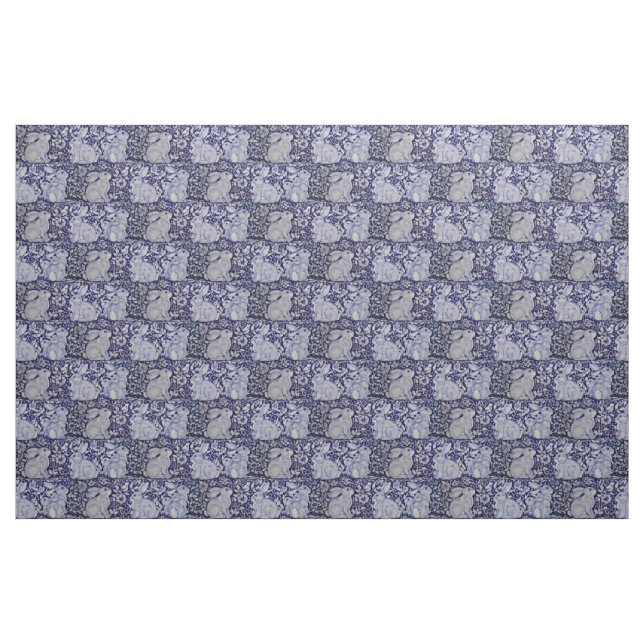 Dedham Blue & White Rabbit Ceramic Tile Fabric Art Tyg (Fat Quarter)