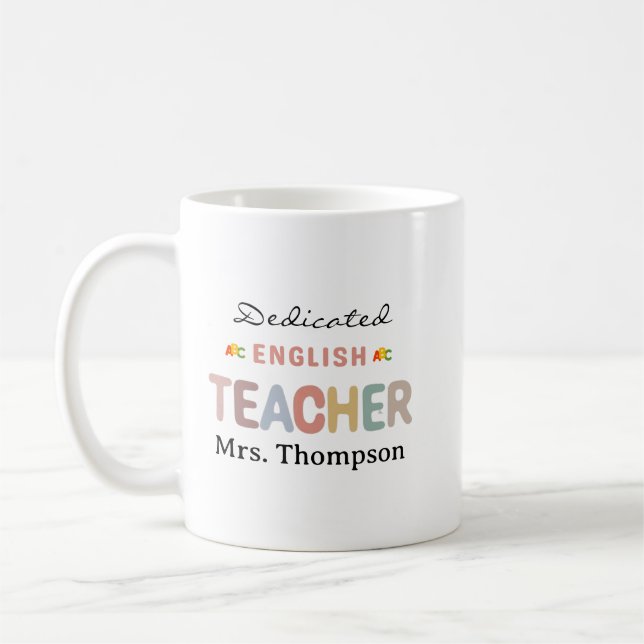 Dedicated English Teacher Personalized Name  Kaffemugg (Vänster)
